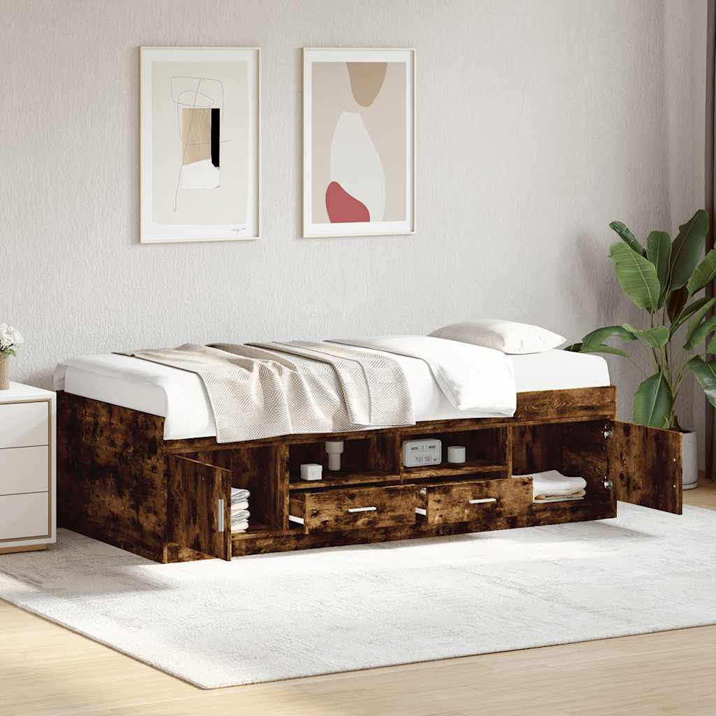 Lit de jour avec tiroirs sans matelas chêne fumé 100x200 cm - XIOS
