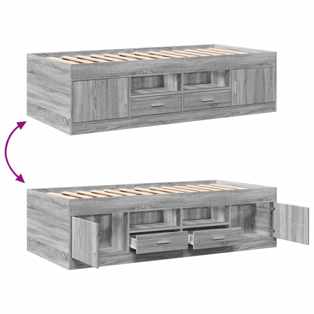 Lit de jour avec tiroirs sans matelas sonoma gris 100x200 cm - XIOS