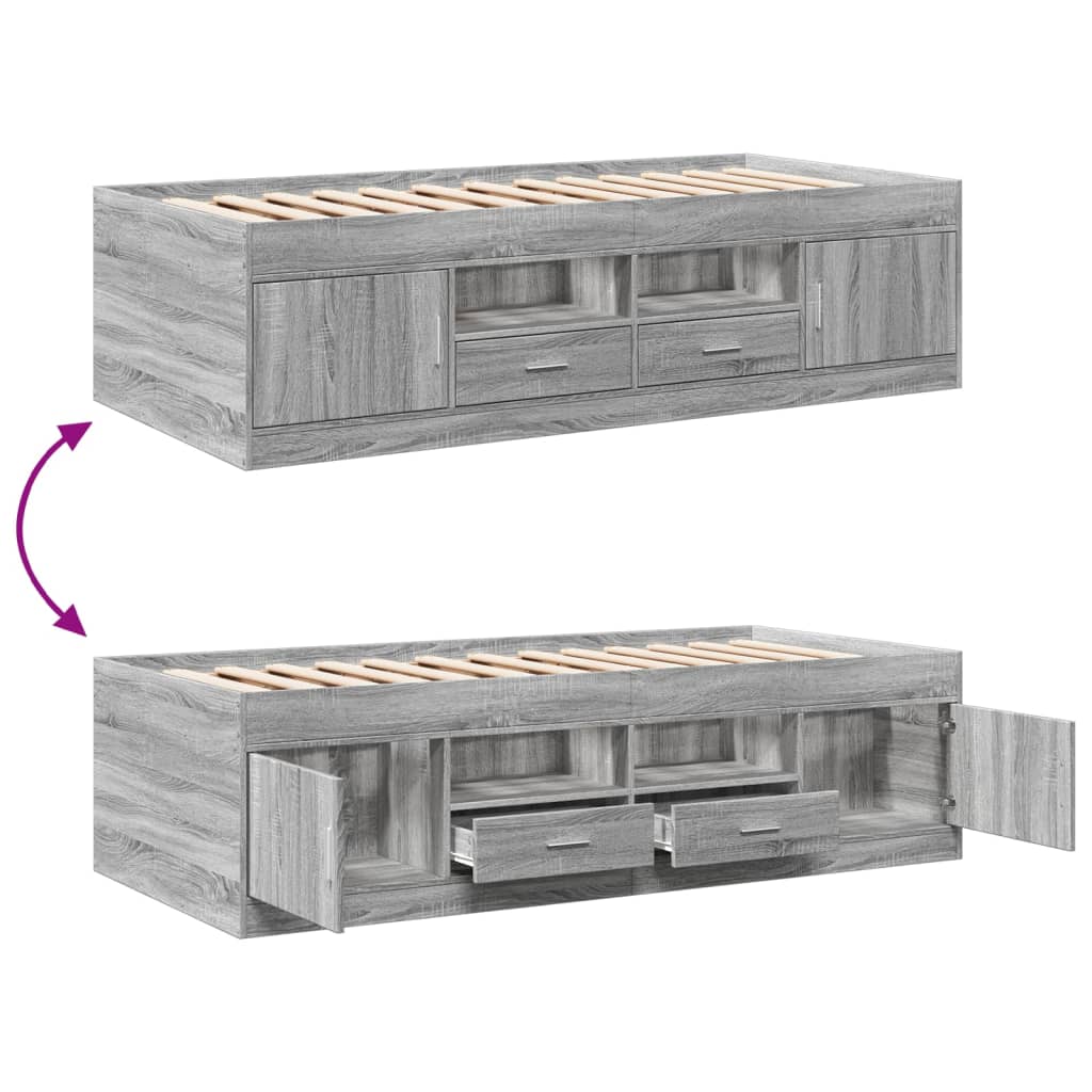 Lit de jour avec tiroirs sans matelas sonoma gris 90x200 cm - XIOS