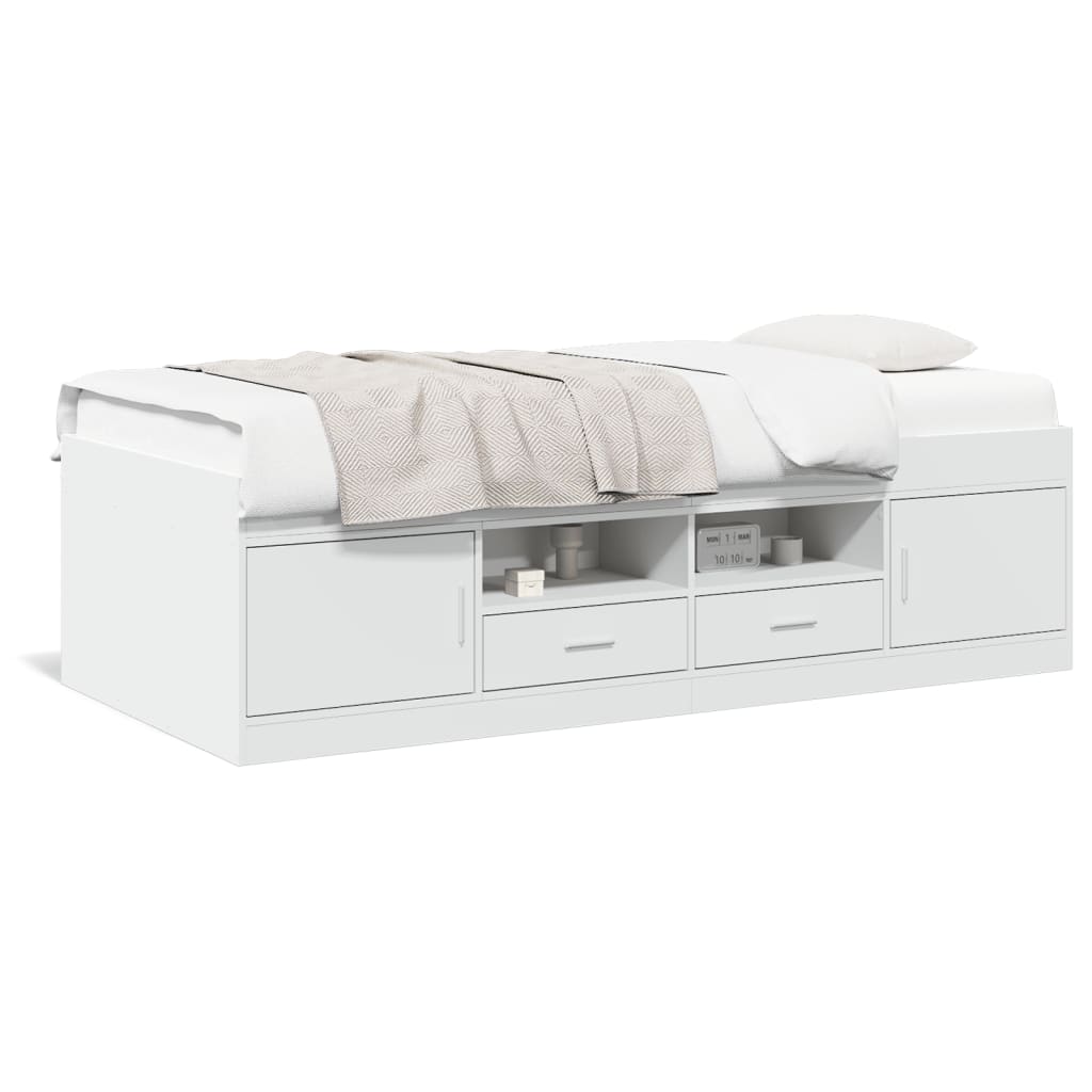 Lit de jour avec tiroirs sans matelas blanc 90x190 cm - XIOS