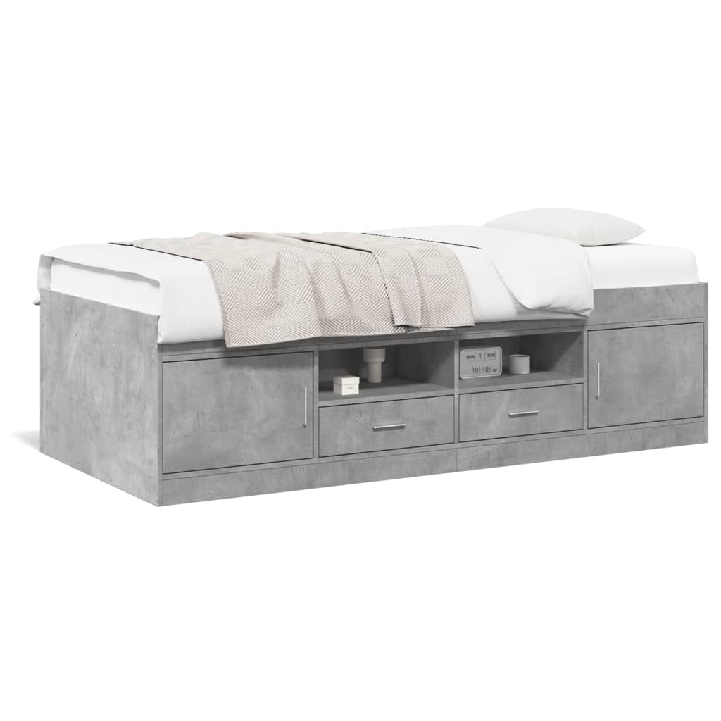 Lit de jour avec tiroirs sans matelas gris béton 90x190 cm - XIOS