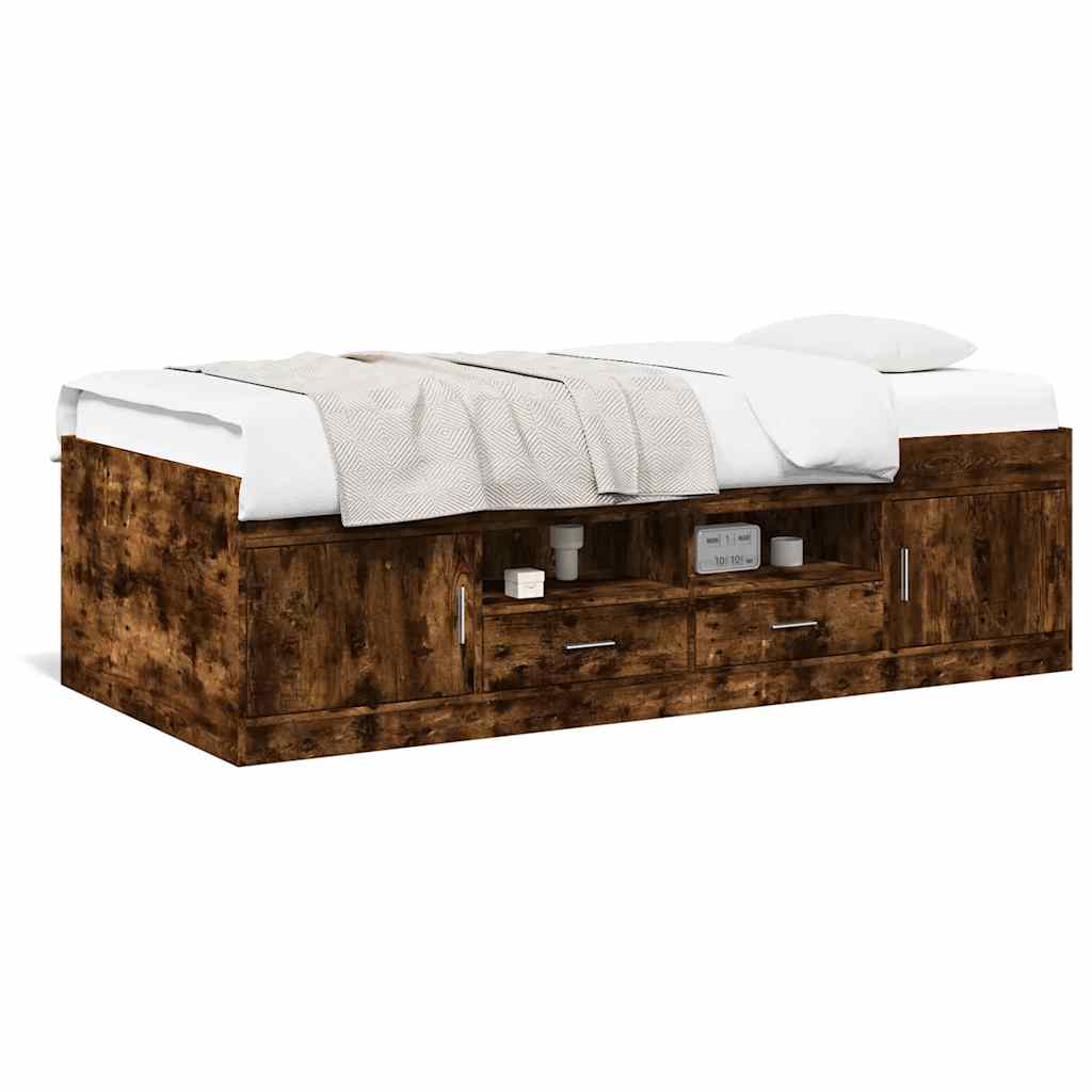 Lit de jour avec tiroirs sans matelas chêne fumé 90x190 cm - XIOS