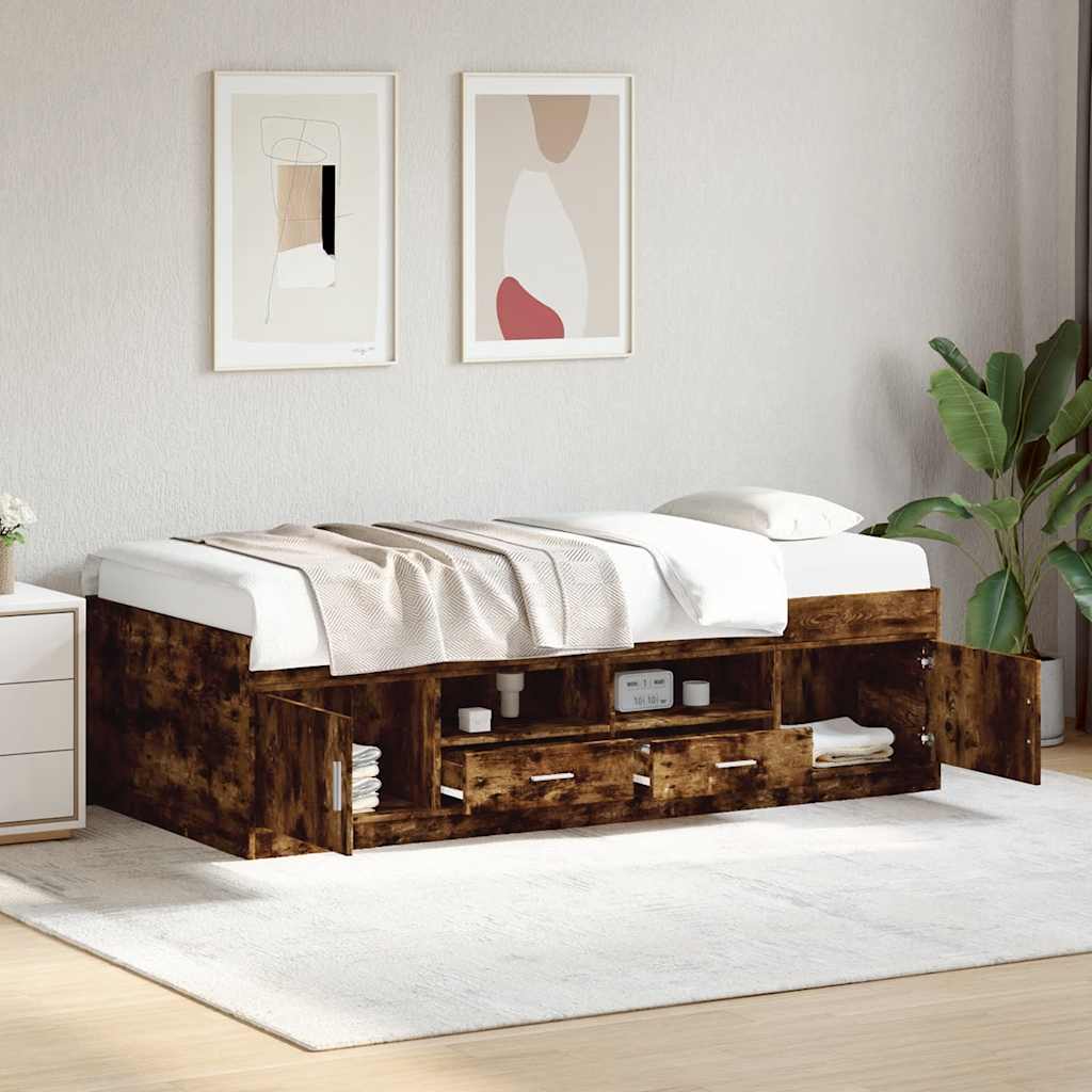 Lit de jour avec tiroirs sans matelas chêne fumé 90x190 cm - XIOS