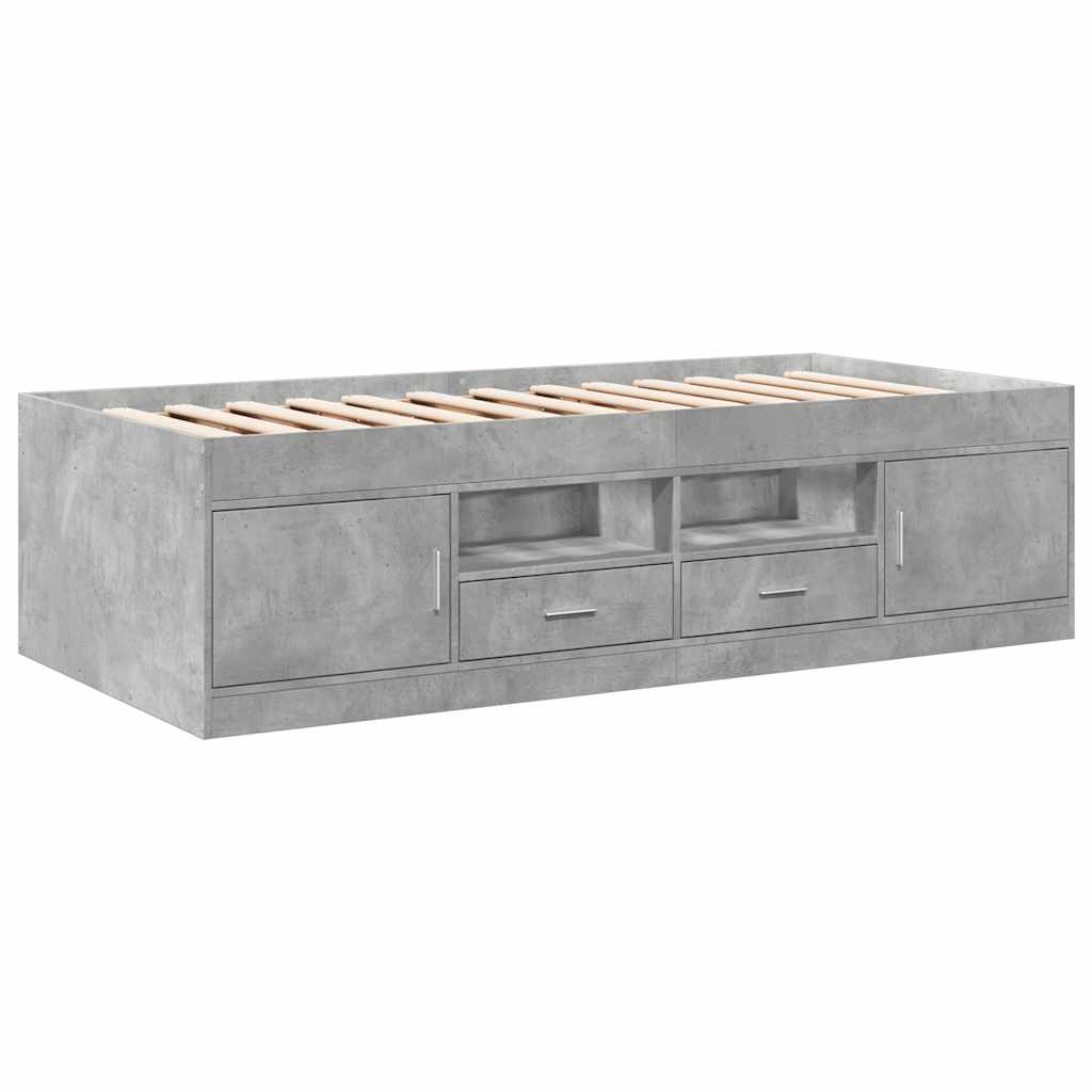 Lit de jour avec tiroirs sans matelas gris béton 75x190 cm - XIOS