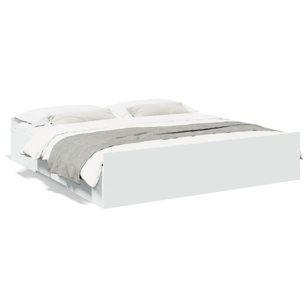 Cadre de lit avec tiroirs sans matelas blanc 200x200 cm - XIOS