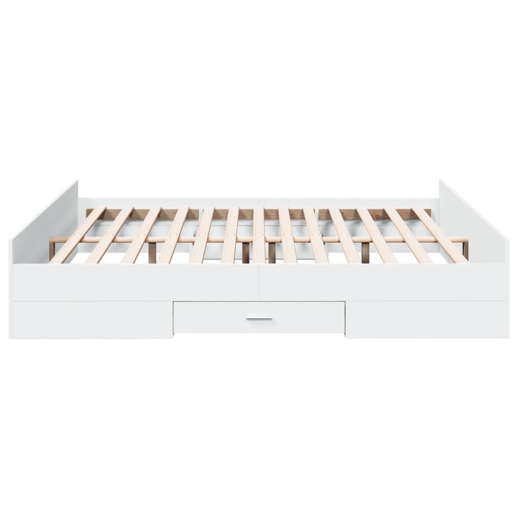 Cadre de lit avec tiroirs sans matelas blanc 200x200 cm - XIOS