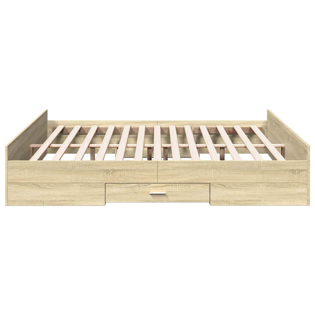 Cadre de lit avec tiroirs sans matelas chêne sonoma 200x200 cm - XIOS
