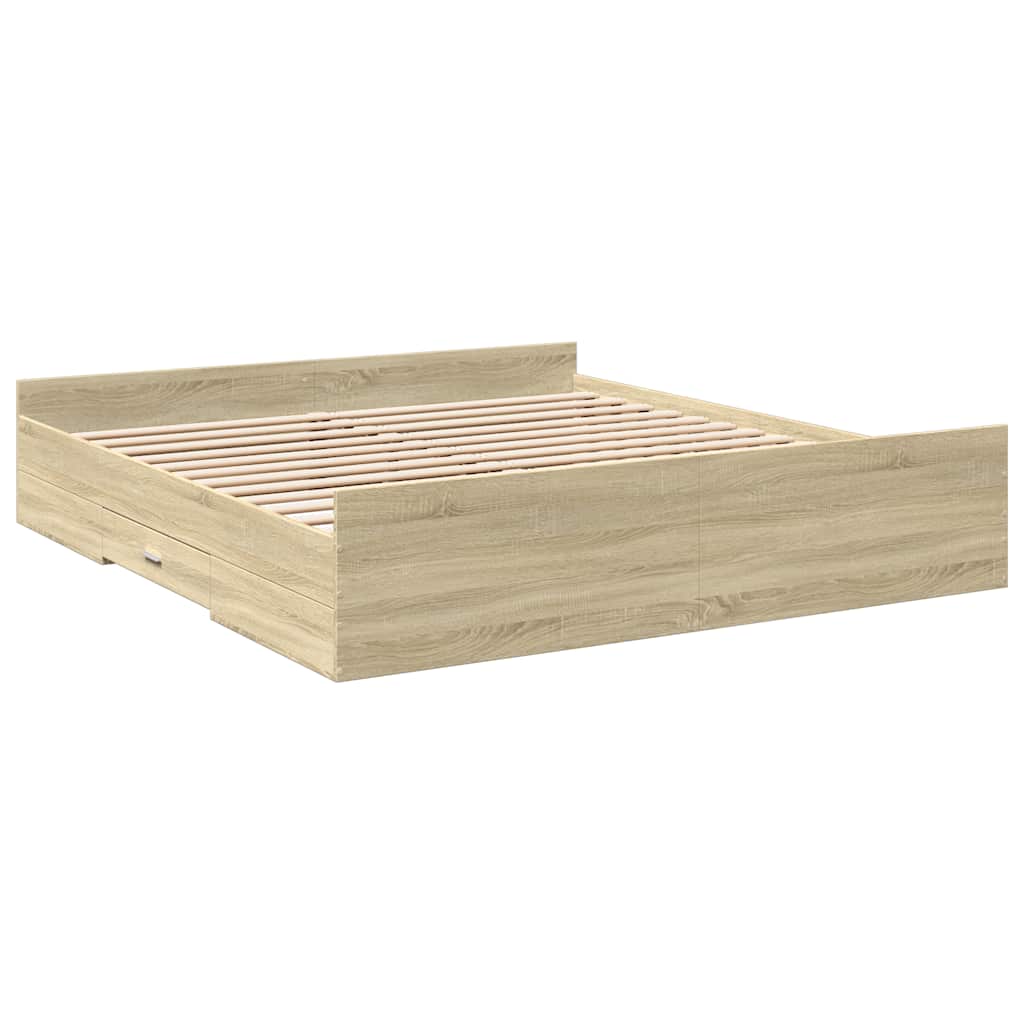 Cadre de lit avec tiroirs sans matelas chêne sonoma 200x200 cm - XIOS