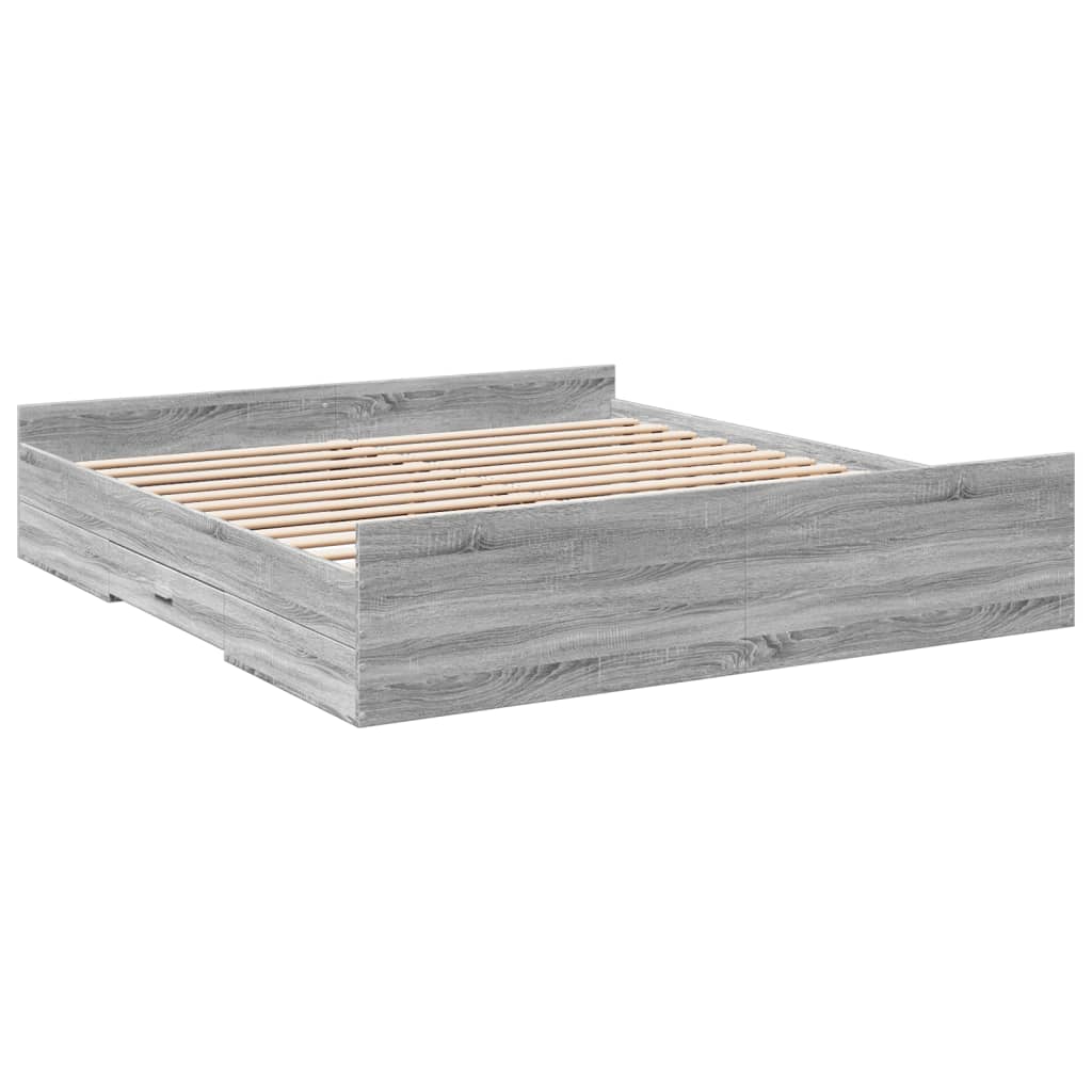 Cadre de lit avec tiroirs sans matelas sonoma gris 200x200 cm - XIOS