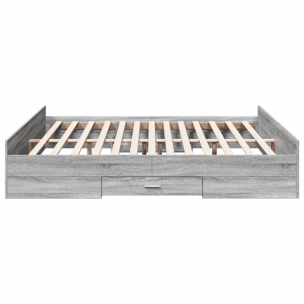 Cadre de lit avec tiroirs sans matelas sonoma gris 180x200 cm - XIOS