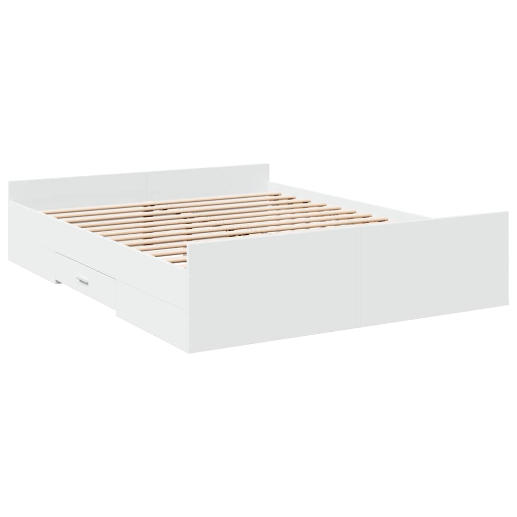 Cadre de lit avec tiroirs sans matelas blanc 160x200 cm - XIOS