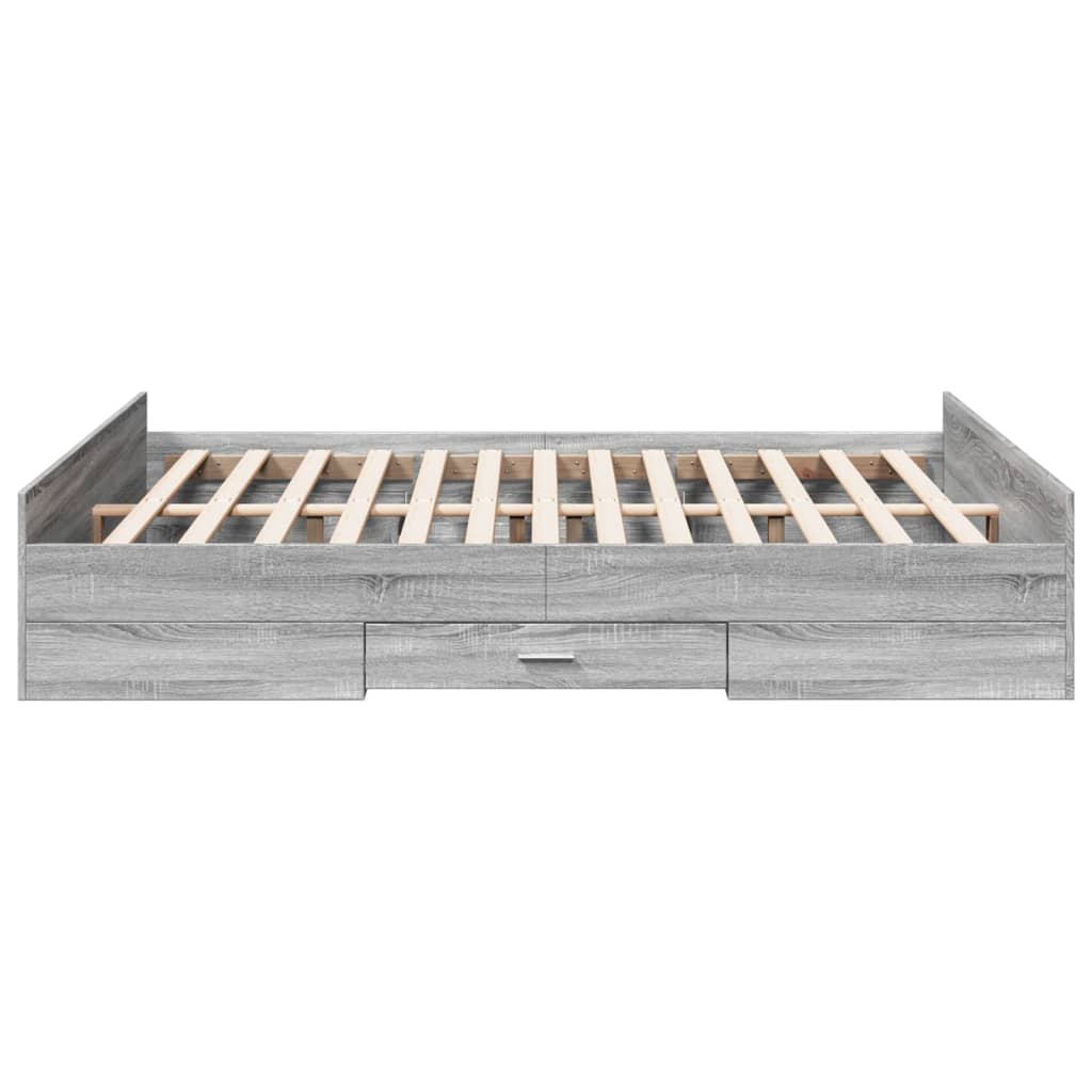 Cadre de lit avec tiroirs sans matelas sonoma gris 160x200 cm - XIOS