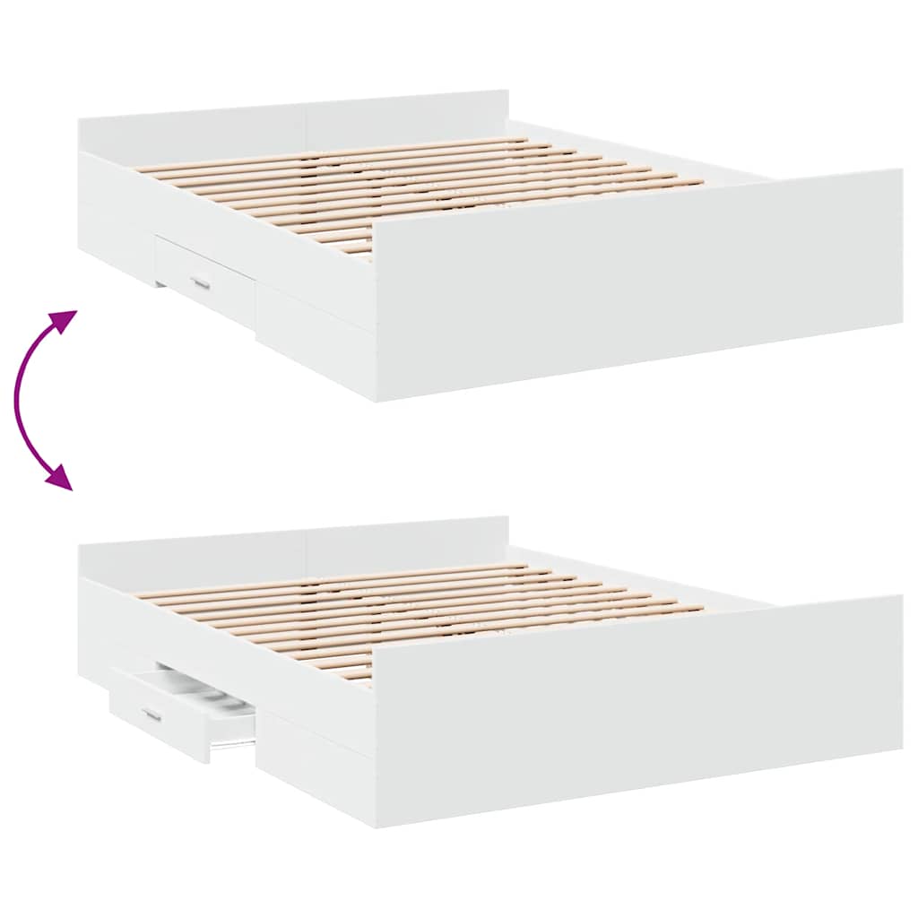 Cadre de lit avec tiroirs sans matelas blanc 150x200 cm - XIOS