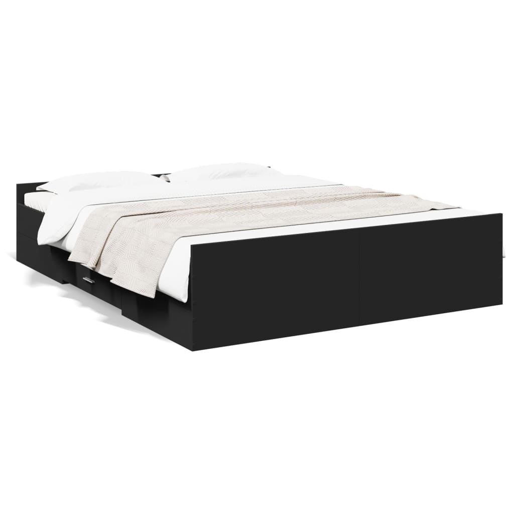 Cadre de lit avec tiroirs sans matelas noir 150x200 cm - XIOS
