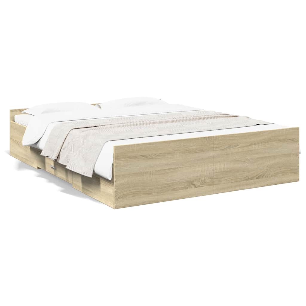 Cadre de lit avec tiroirs sans matelas chêne sonoma 150x200 cm - XIOS