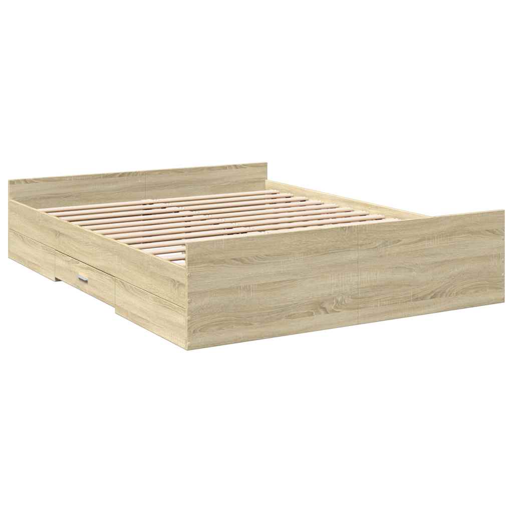 Cadre de lit avec tiroirs sans matelas chêne sonoma 150x200 cm - XIOS