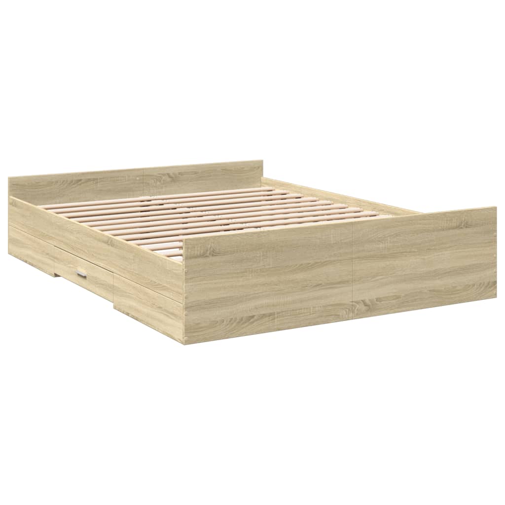 Cadre de lit avec tiroirs sans matelas chêne sonoma 150x200 cm - XIOS