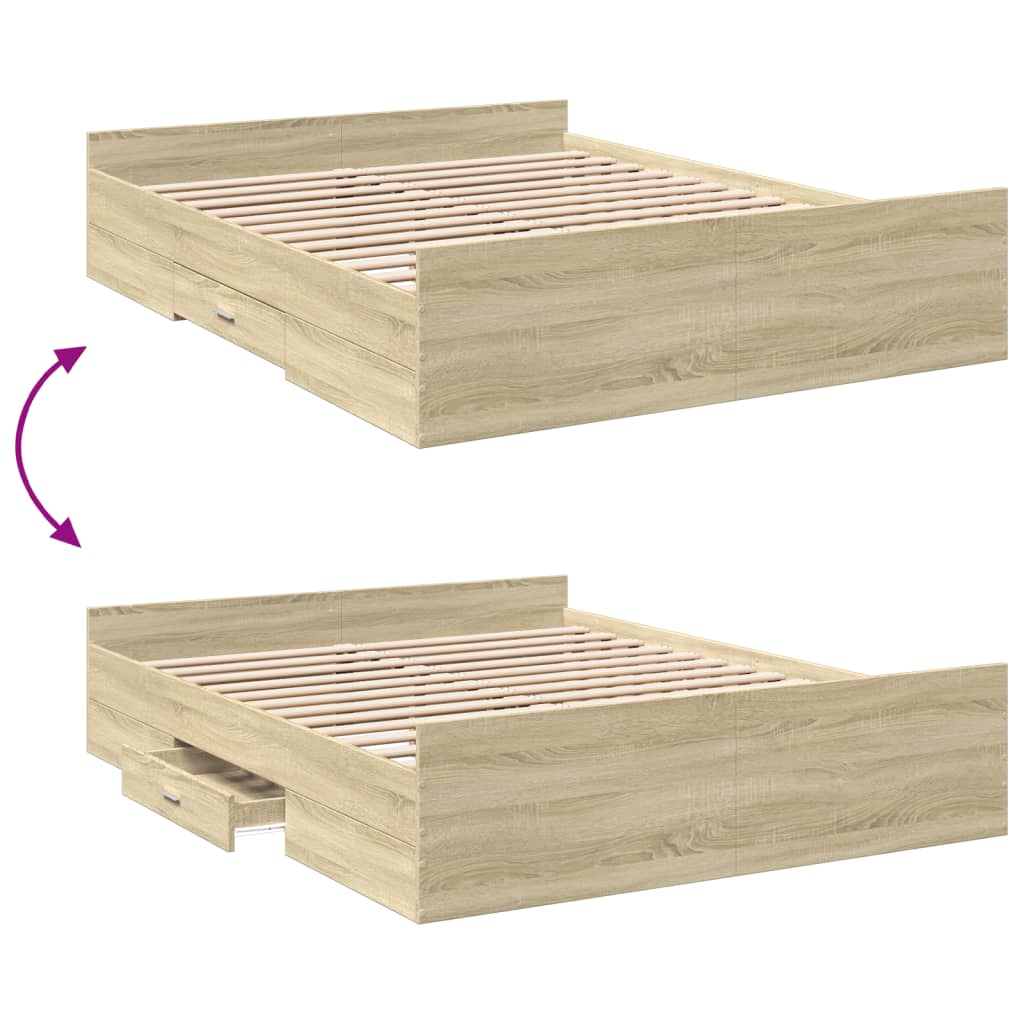 Cadre de lit avec tiroirs sans matelas chêne sonoma 150x200 cm - XIOS