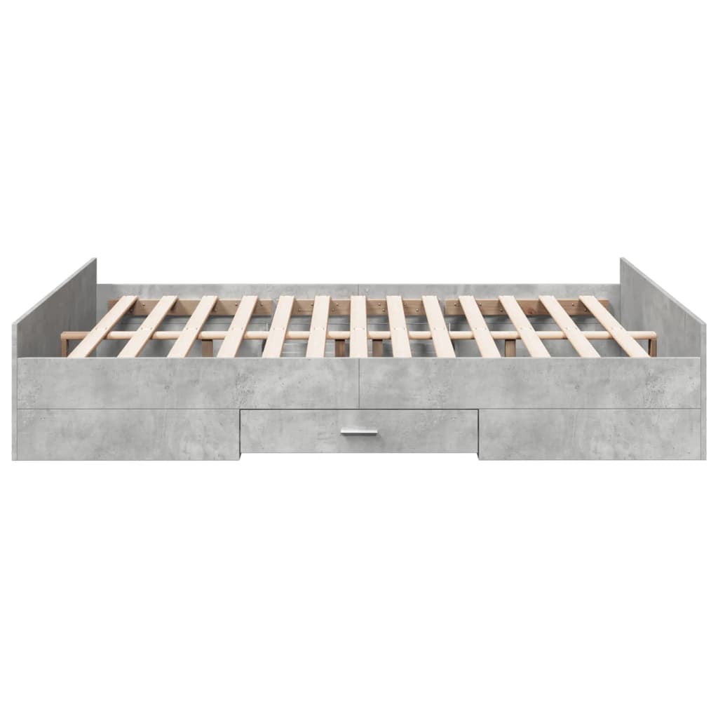 Cadre de lit avec tiroirs sans matelas gris béton 150x200 cm - XIOS