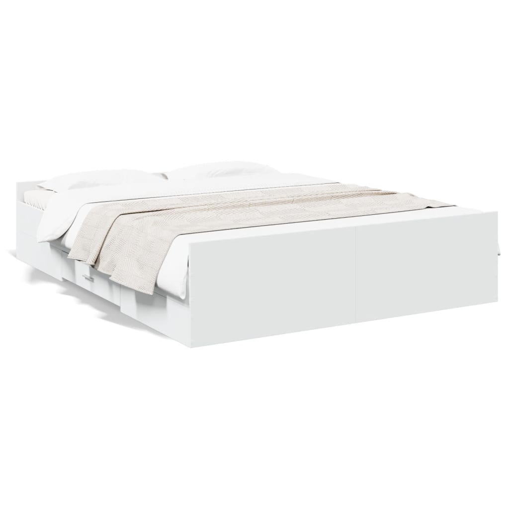 Cadre de lit avec tiroirs sans matelas blanc 140x200 cm - XIOS