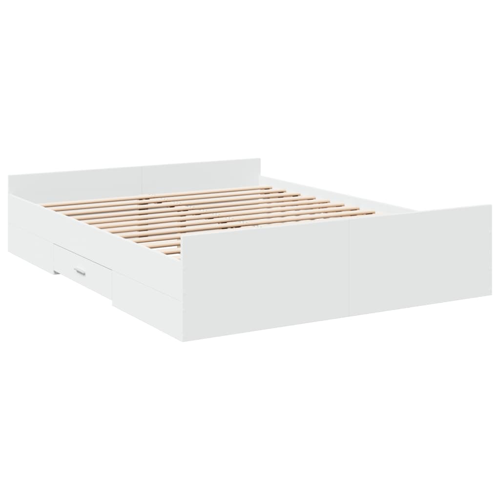 Cadre de lit avec tiroirs sans matelas blanc 140x200 cm - XIOS