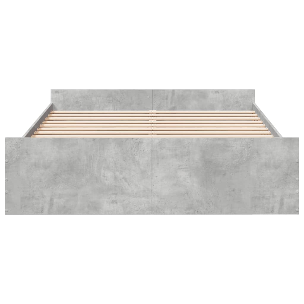 Cadre de lit avec tiroirs sans matelas gris béton 140x200 cm - XIOS