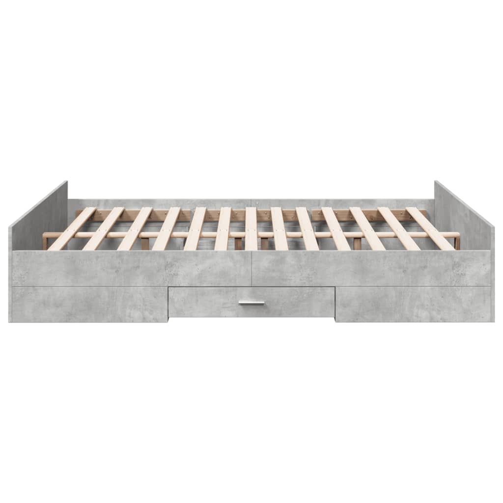 Cadre de lit avec tiroirs sans matelas gris béton 140x200 cm - XIOS
