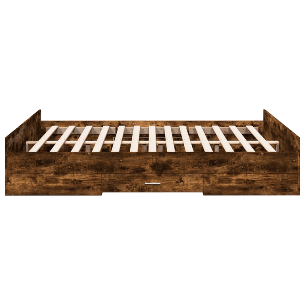 Cadre de lit avec tiroirs sans matelas chêne fumé 140x200 cm - XIOS
