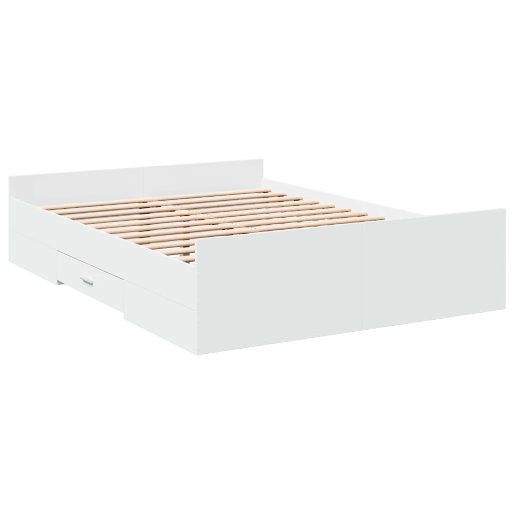 Cadre de lit avec tiroirs sans matelas blanc 120x200 cm - XIOS
