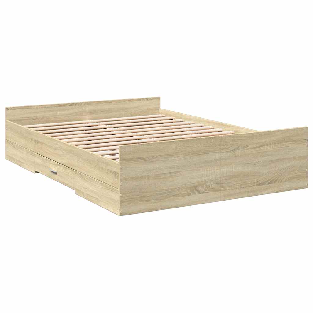 Cadre de lit avec tiroirs sans matelas chêne sonoma 120x200 cm - XIOS