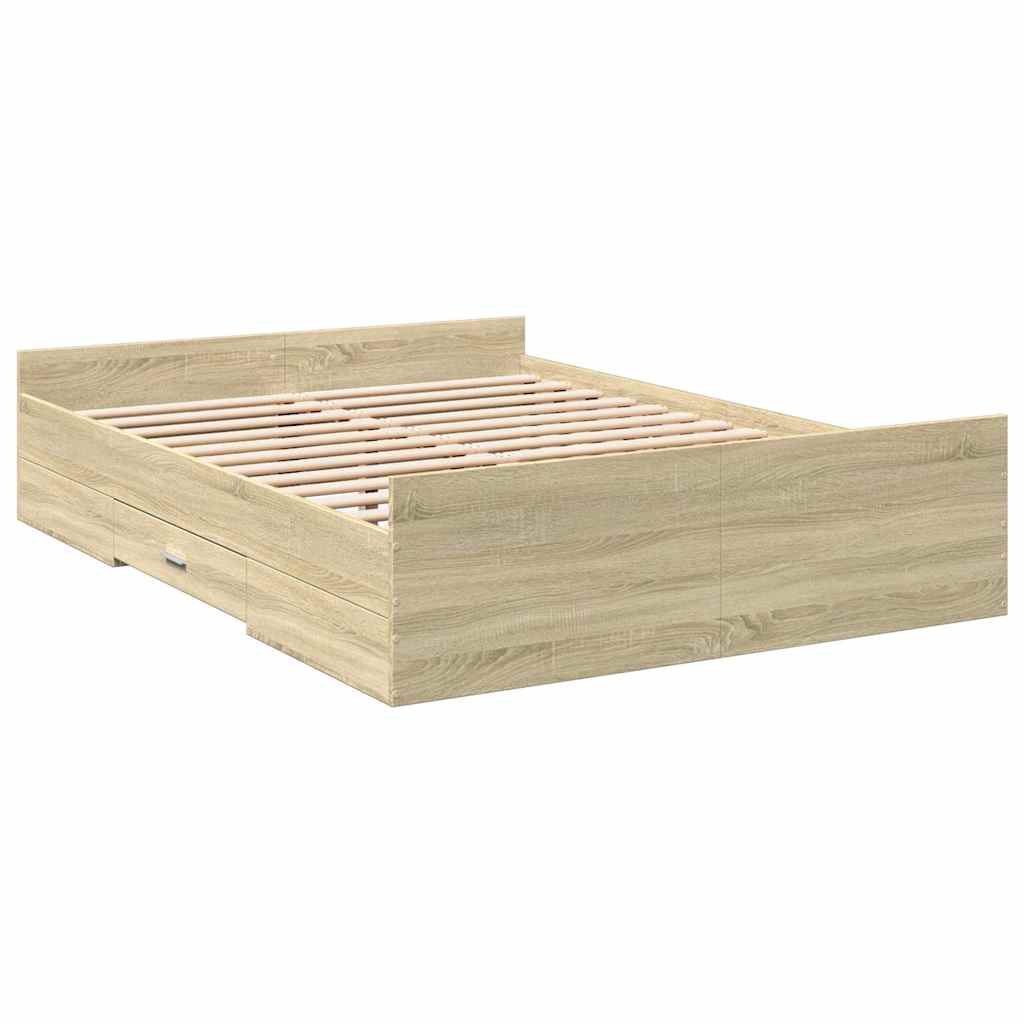 Cadre de lit avec tiroirs sans matelas chêne sonoma 120x200 cm - XIOS