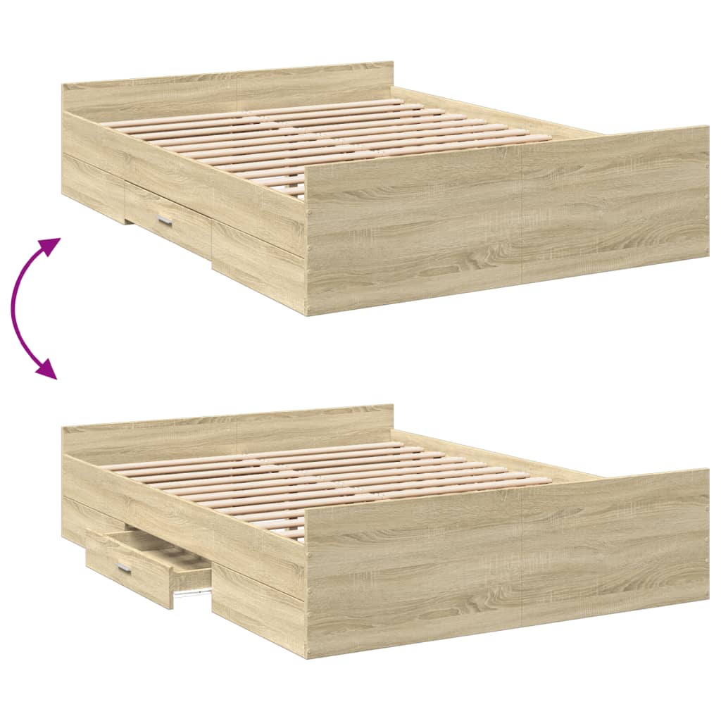 Cadre de lit avec tiroirs sans matelas chêne sonoma 120x200 cm - XIOS