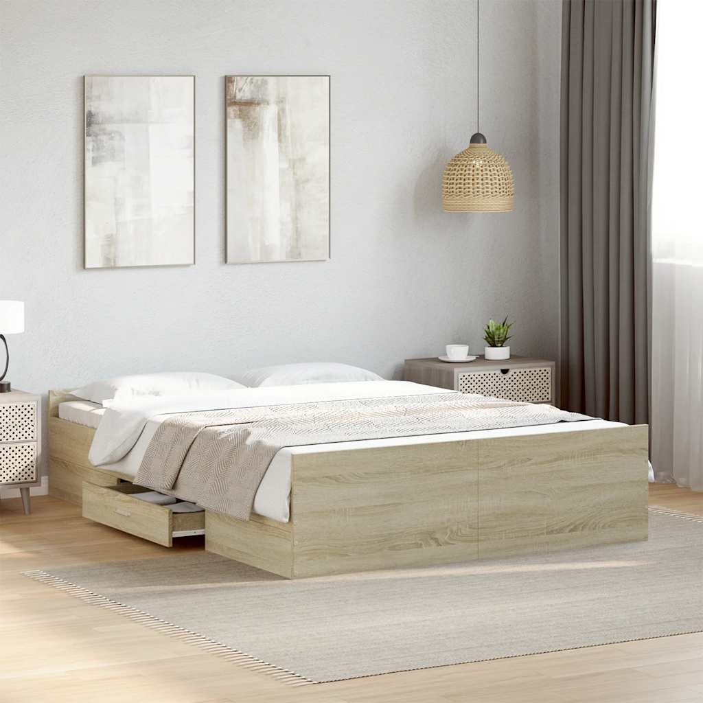 Cadre de lit avec tiroirs sans matelas chêne sonoma 120x200 cm - XIOS
