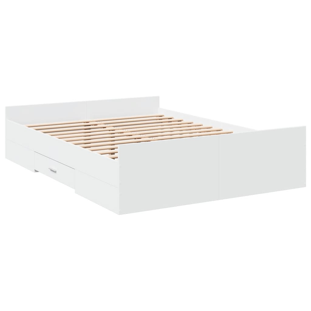 Cadre de lit avec tiroirs sans matelas blanc 140x190 cm - XIOS