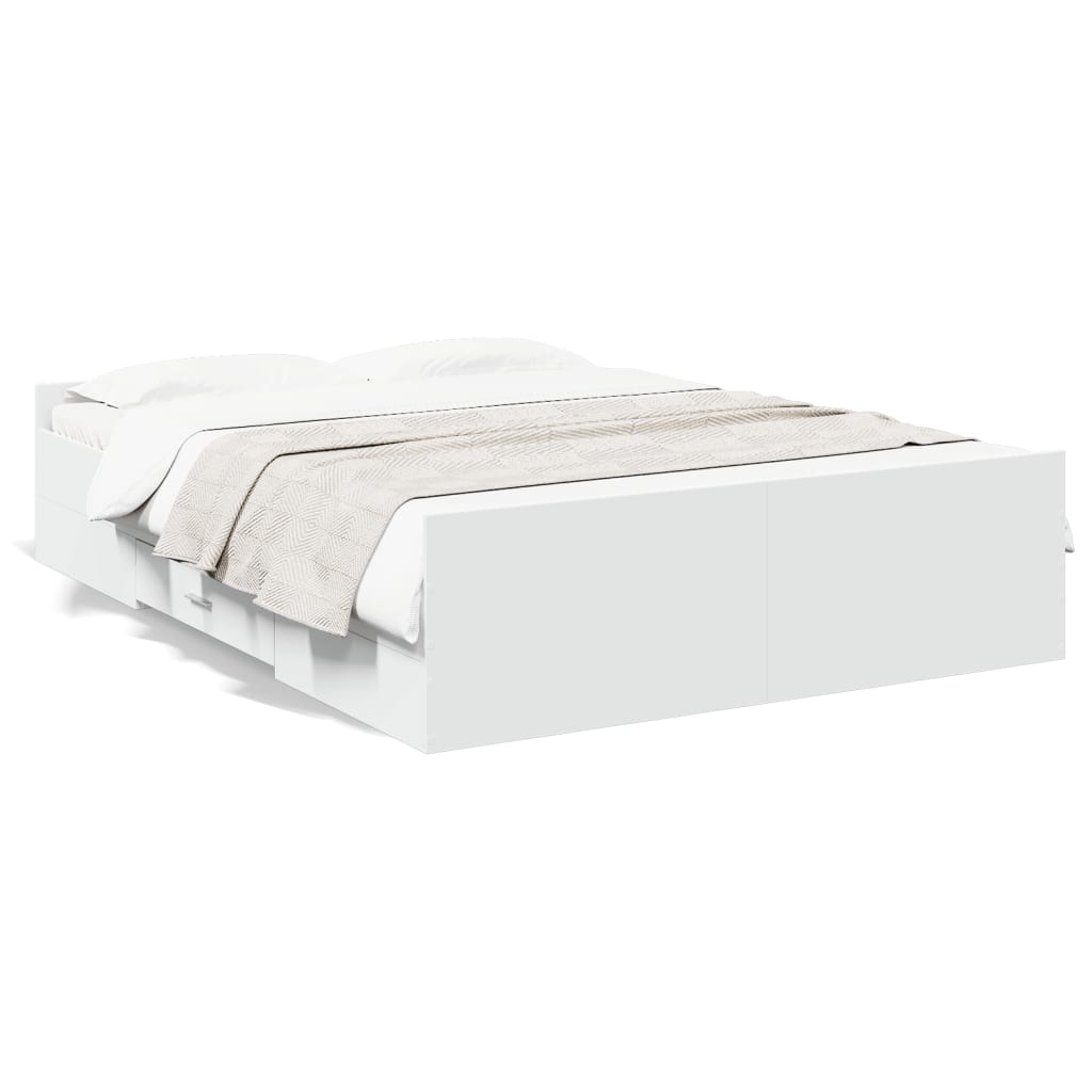 Cadre de lit avec tiroirs sans matelas blanc 135x190 cm - XIOS