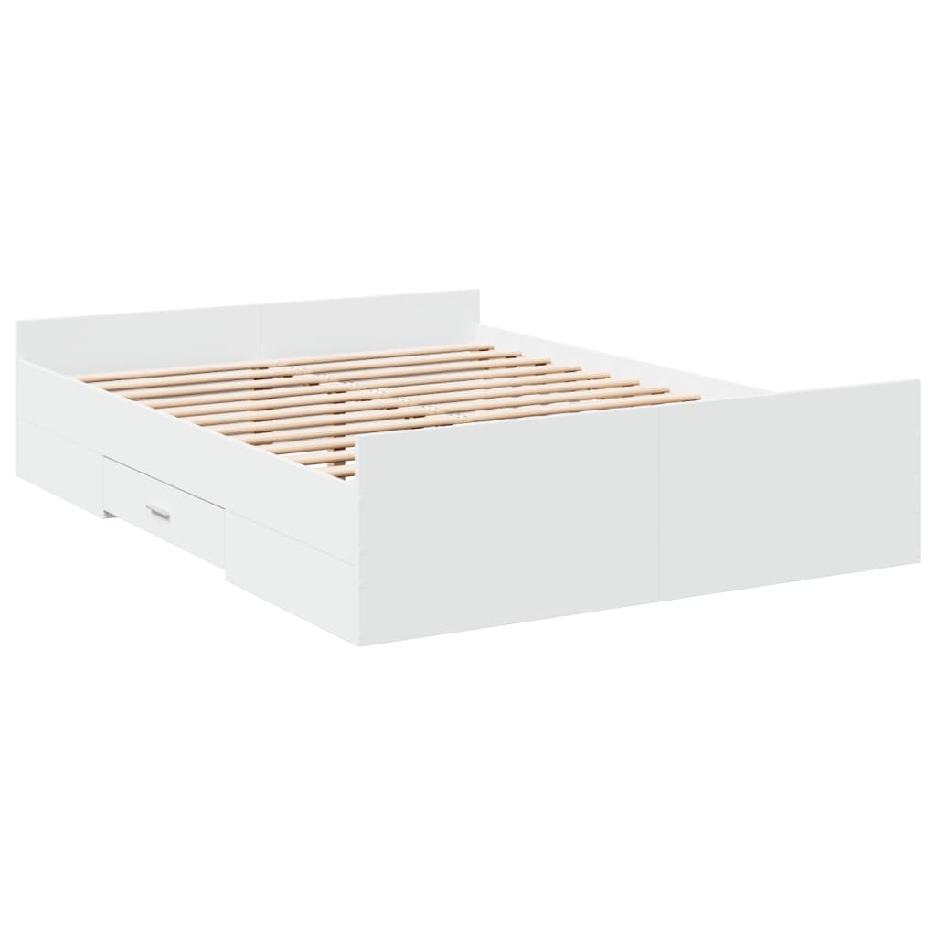 Cadre de lit avec tiroirs sans matelas blanc 135x190 cm - XIOS