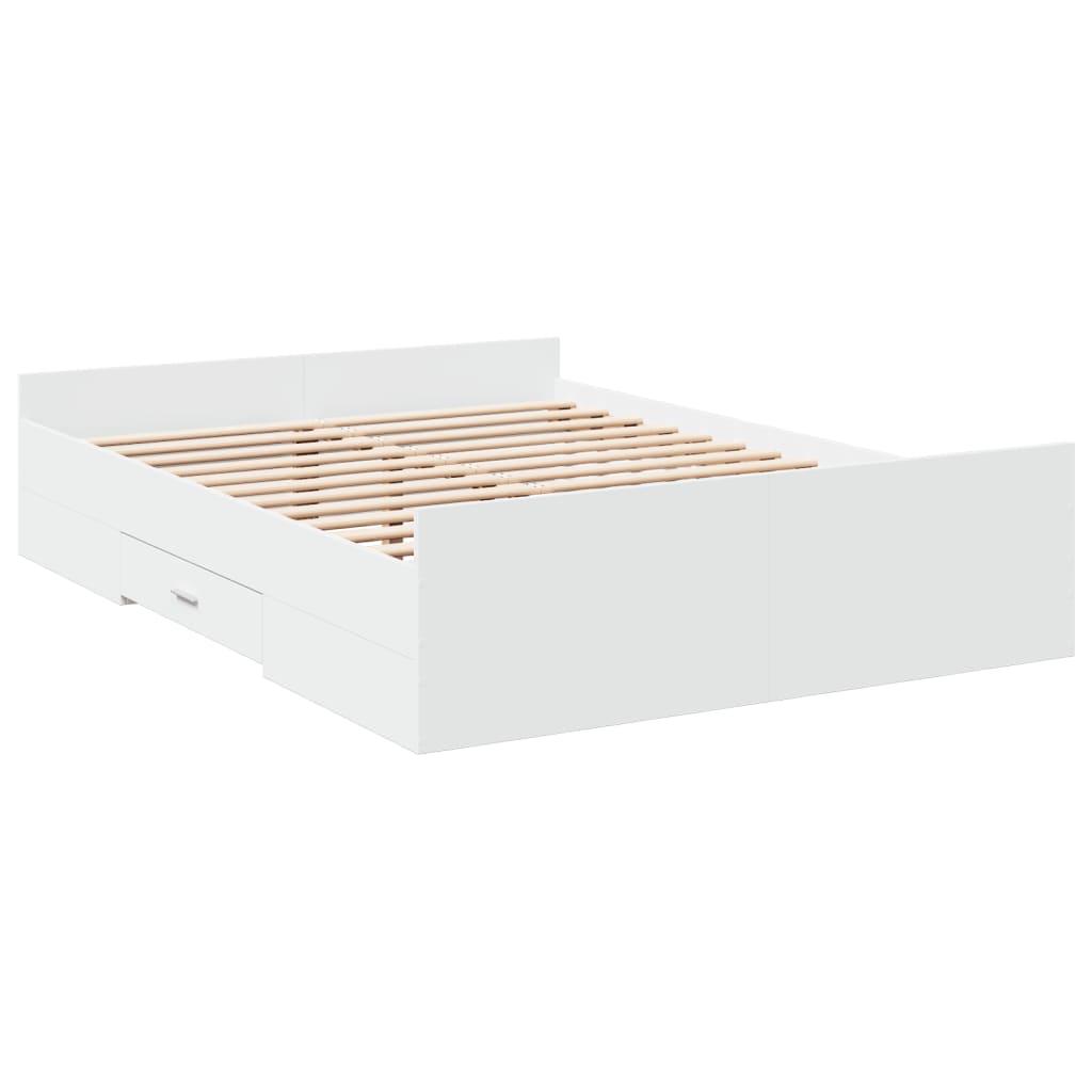 Cadre de lit avec tiroirs sans matelas blanc 135x190 cm - XIOS