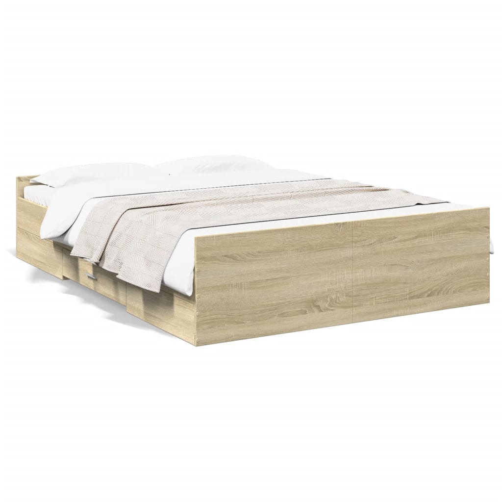 Cadre de lit avec tiroirs sans matelas chêne sonoma 135x190 cm - XIOS