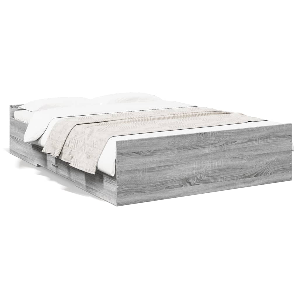 Cadre de lit avec tiroirs sans matelas sonoma gris 135x190 cm - XIOS