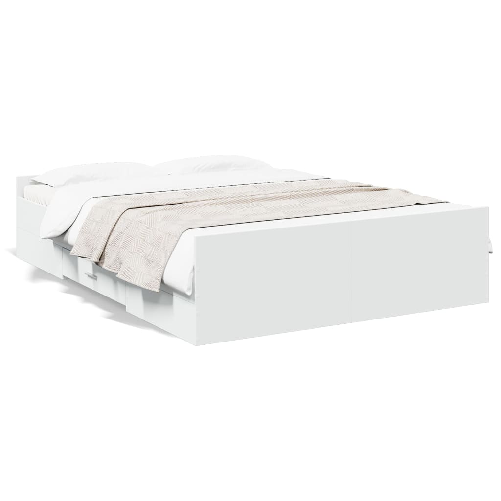 Cadre de lit avec tiroirs sans matelas blanc 120x190 cm - XIOS