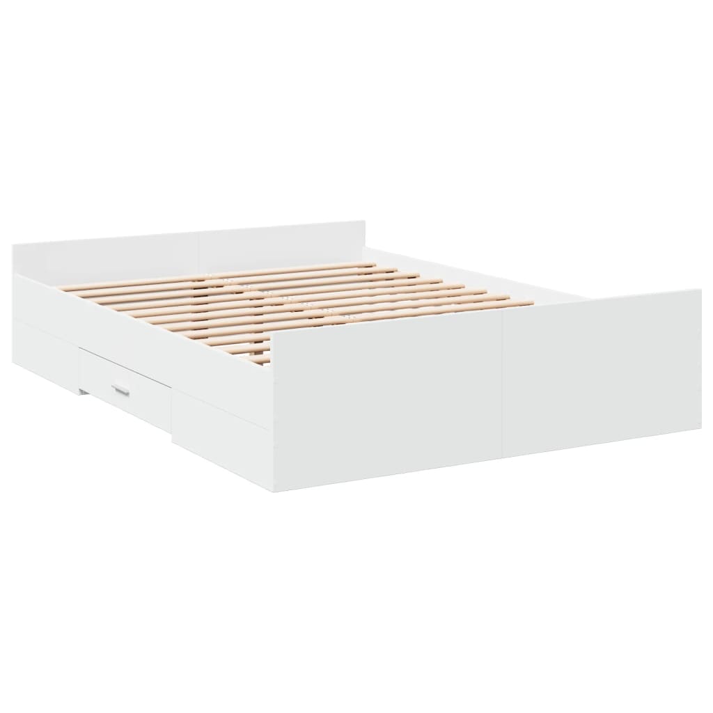 Cadre de lit avec tiroirs sans matelas blanc 120x190 cm - XIOS
