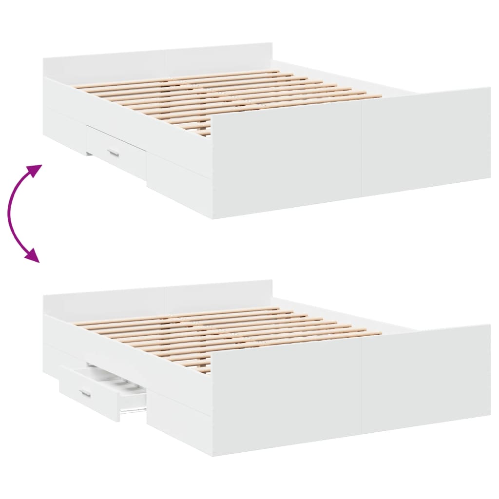 Cadre de lit avec tiroirs sans matelas blanc 120x190 cm - XIOS