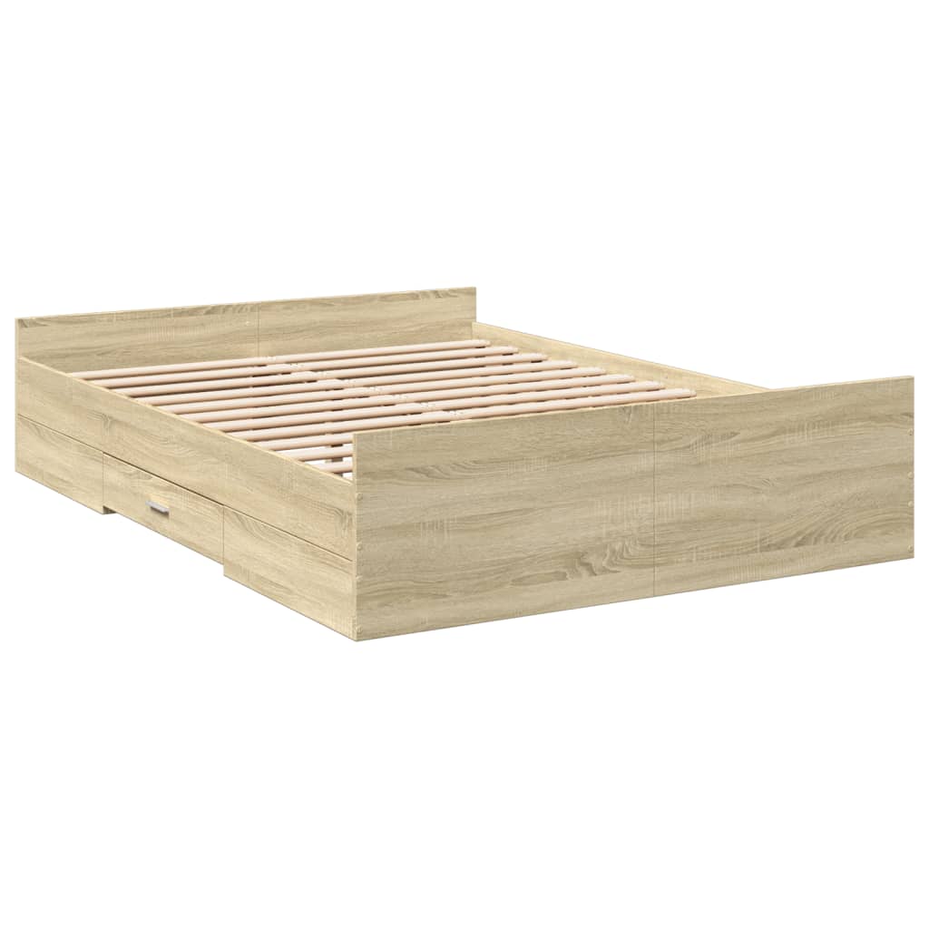 Cadre de lit avec tiroirs sans matelas chêne sonoma 120x190 cm - XIOS