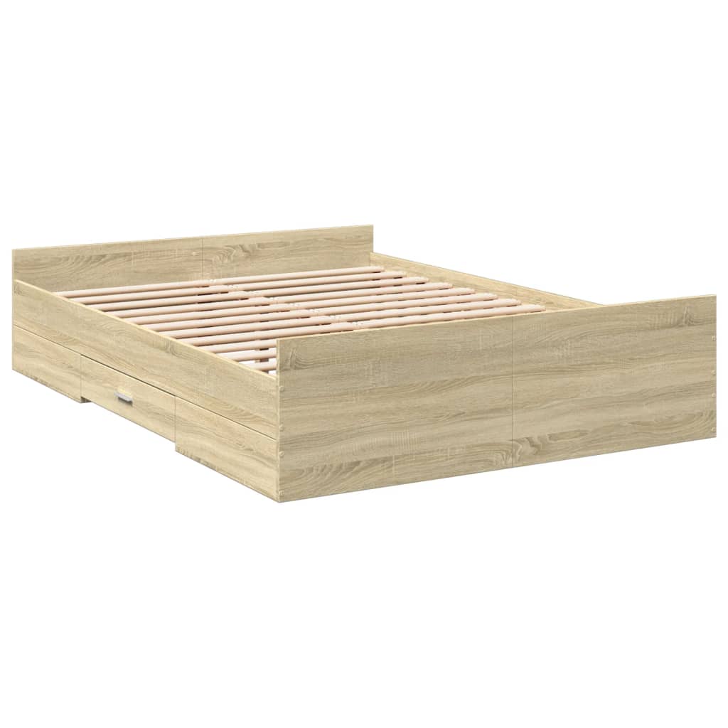 Cadre de lit avec tiroirs sans matelas chêne sonoma 120x190 cm - XIOS