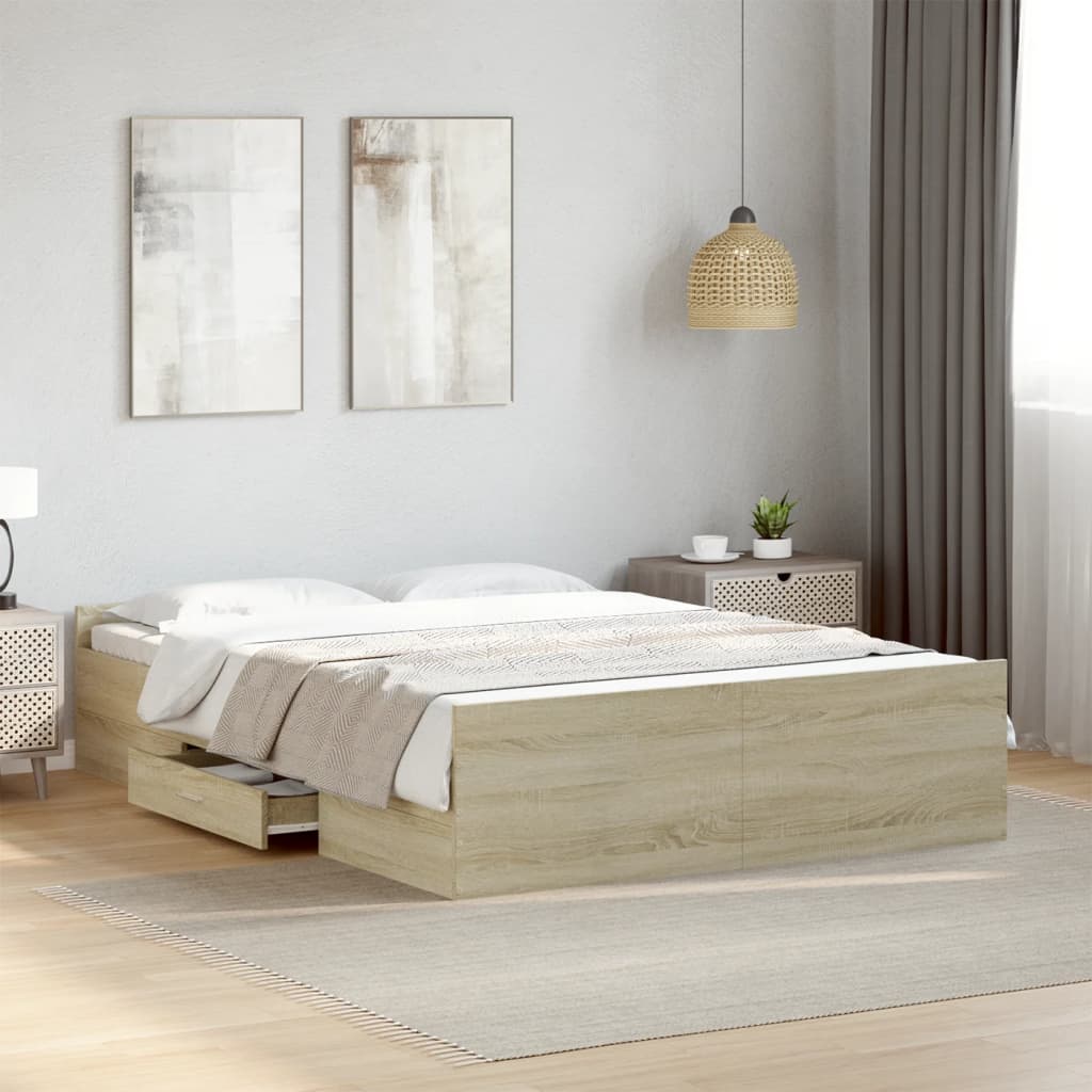 Cadre de lit avec tiroirs sans matelas chêne sonoma 120x190 cm - XIOS