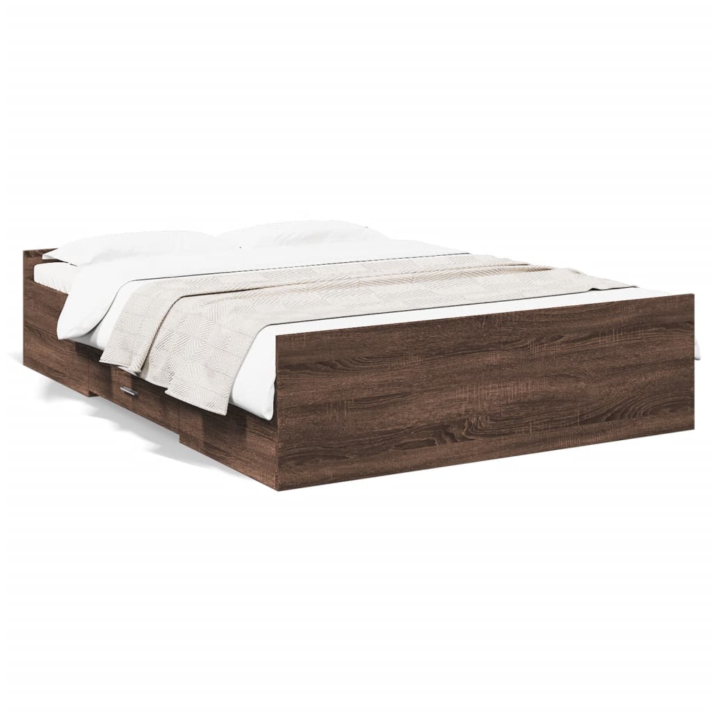 Cadre de lit avec tiroirs sans matelas chêne marron 120x190 cm - XIOS