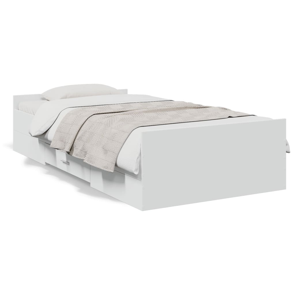 Cadre de lit avec tiroirs sans matelas blanc 100x200 cm - XIOS