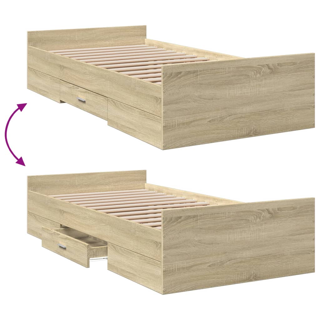 Cadre de lit avec tiroirs sans matelas chêne sonoma 100x200 cm - XIOS