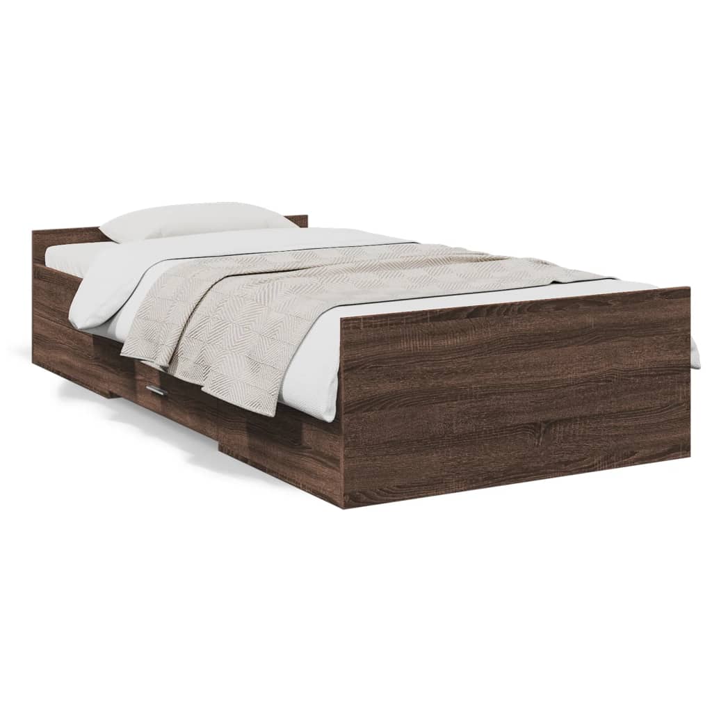 Cadre de lit avec tiroirs sans matelas chêne marron 100x200 cm - XIOS
