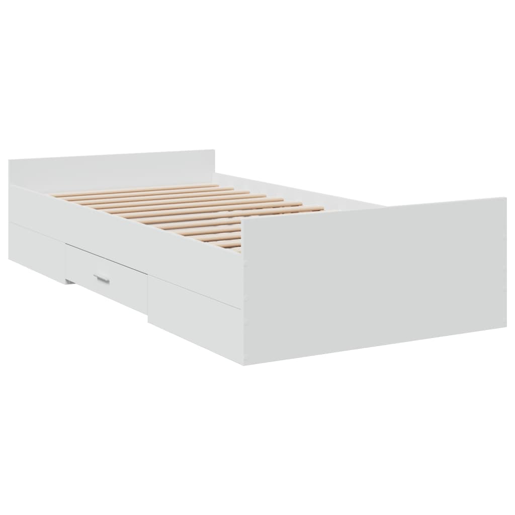 Cadre de lit avec tiroirs sans matelas blanc 90x200 cm - XIOS